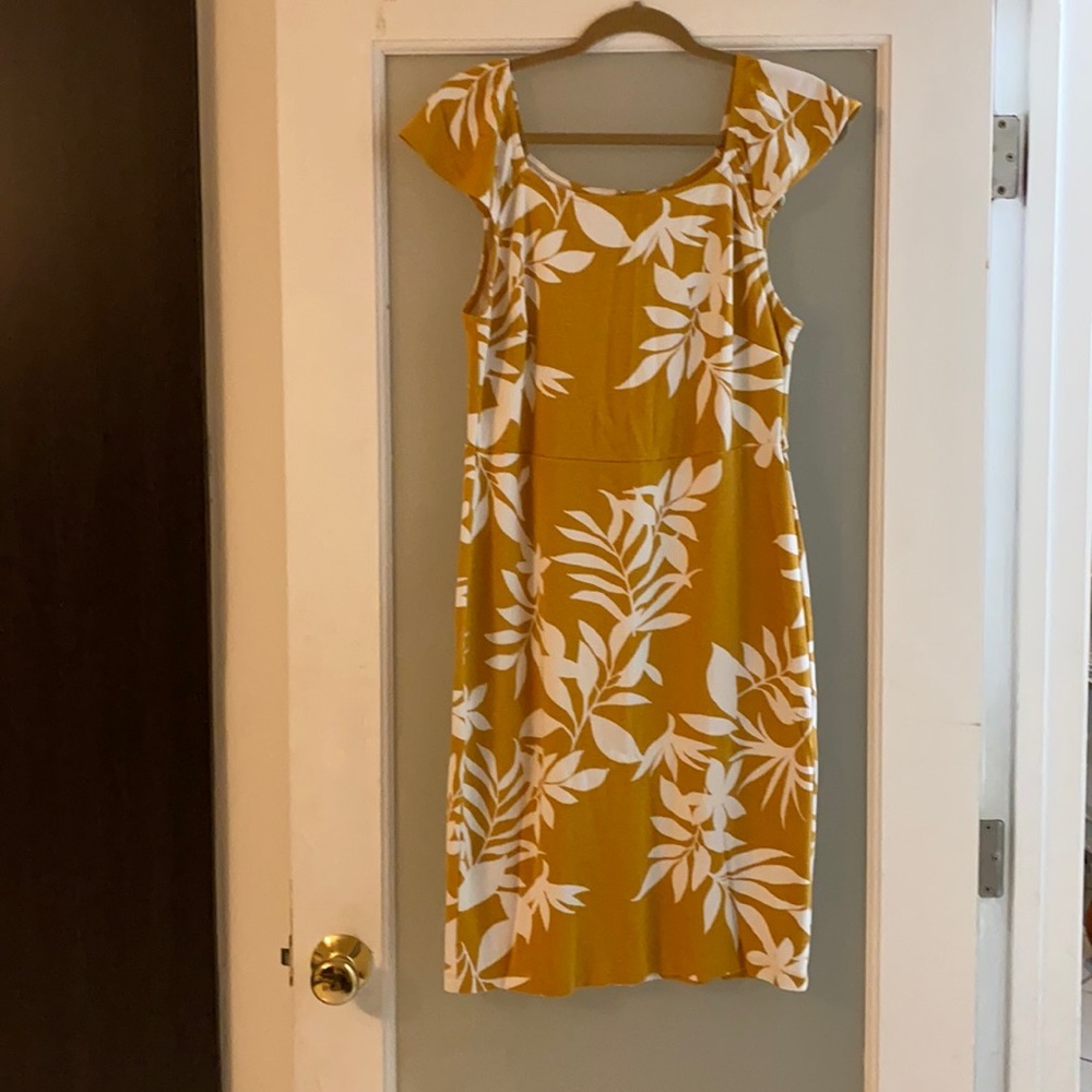 Yellow floral print dress